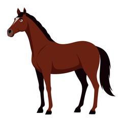 Fototapeta premium Brown Mustang Horse Character Vector icon isolated on white background