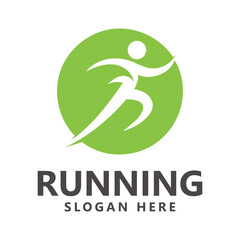 Running human logo design marathon logo template running club or sports