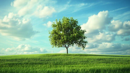 Fototapeta premium green field and blue sky. field and clouds