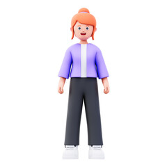 female character standing ready 3d illustration