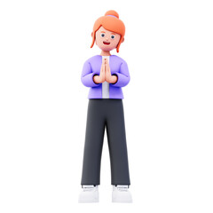 sorry female character 3d illustration