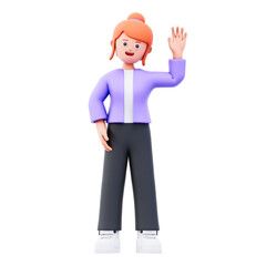 female character saying hello 3d illustration