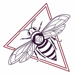 Geometric bee line art design illustration