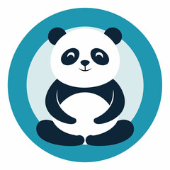 Adorable cartoon panda in a circular frame