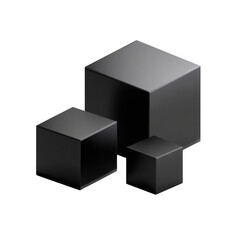 Three cubes of varying sizes on transparent background
