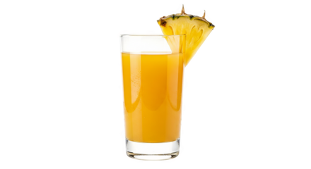 Refreshing glass filled with vibrant pineapple juice and garnished with a wedge of fresh pineapple.