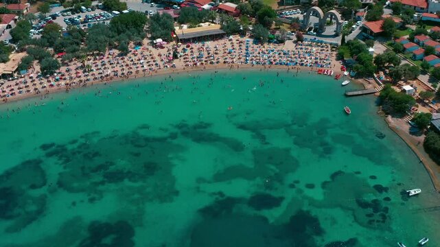 4k image of the beach taken with a drone