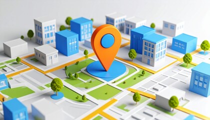 city map with pointers