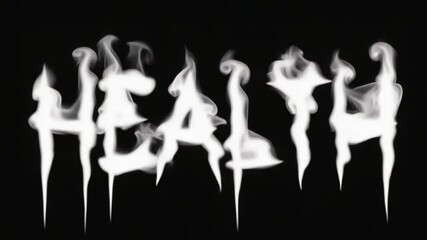 Smoke text spelling health in black background