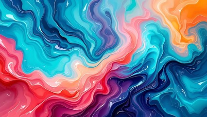 Abstract flowing gradients with glossy reflections and fractal edges, forming dynamic color harmonies as if dancing to music. Ideal for modern art, motion design, or digital backgrounds