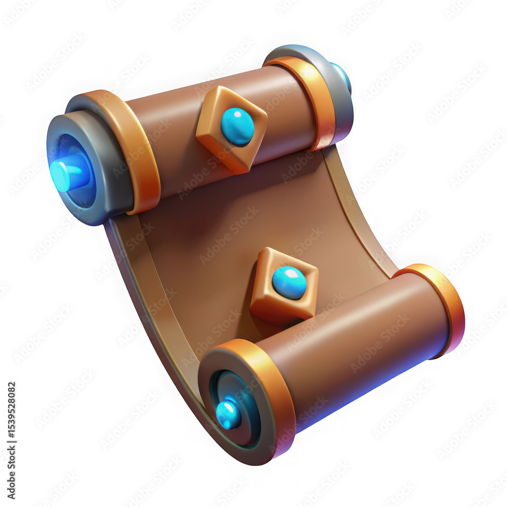 Aufkleber fantasy game scroll with gems isolated on transparent background