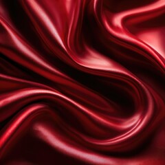 Obraz premium Rich crimson fabric elegantly drapes, forming soft, flowing curves and subtle highlights, showcasing its luxurious texture and sheen