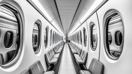 Monochrome Symmetry: An Architectural Perspective of an Airplane's Interior