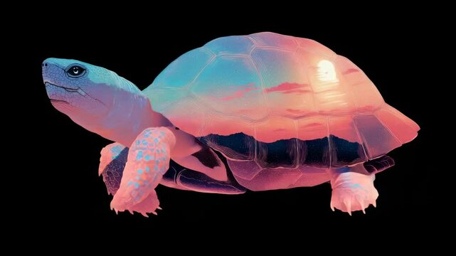 Turtle sunrise illustration