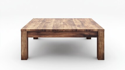 Square wooden coffee table isolated on white background.