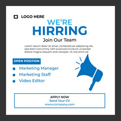We are hiring job vacancy social media post design template .