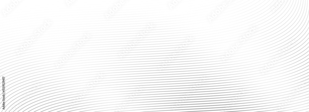 Poster Abstract grey wave line background. Light gray dynamic striped texture. Warped and curved lines wallpaper for tech design template, presentation, brochure, leaflet, booklet. Vector tech backdrop
