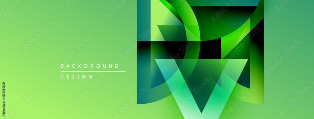 Aufkleber abstract geometric shapes overlap, creating vibrant green gradient background. modern design element