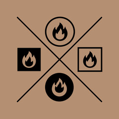 Vector illustration of a fire symbol representing flammable material which  indicates that the contents are highly combustible and require careful handling
