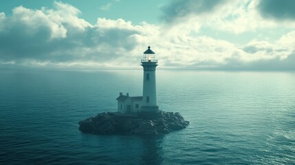 Fototapeta premium Coastal Lighthouse on Rocky Island
