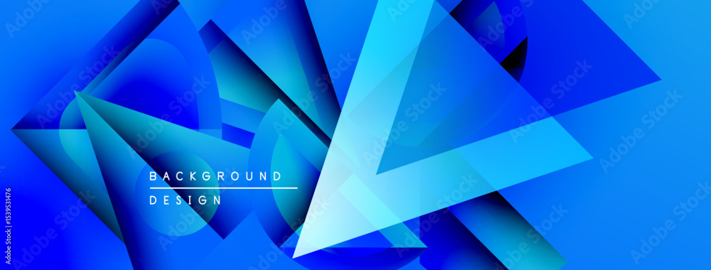 Aufkleber Abstract blue geometric shapes create dynamic background. Gradient colors suggest depth, modern design elements present.
