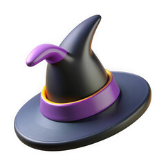 Cartoon witch hat 3d render isolated on transparent background