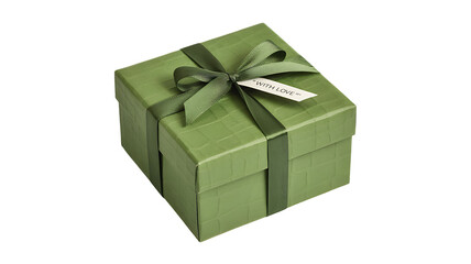 Obraz premium Green Gift Box With Satin Ribbon isolated
