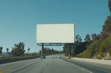 Empty billboard on highway