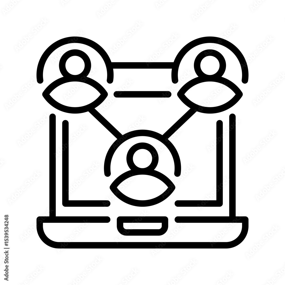 Poster remote teamwork line icon. linear style sign for mobile concept and web design. outline vector icon.