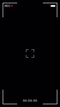 Camera recorder screen vertical overlay with transparent background. Smartphone video recorder. Alpha channel 4K video