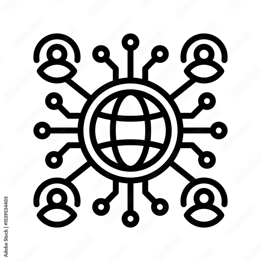 Poster global teamwork line icon. linear style sign for mobile concept and web design. outline vector icon.