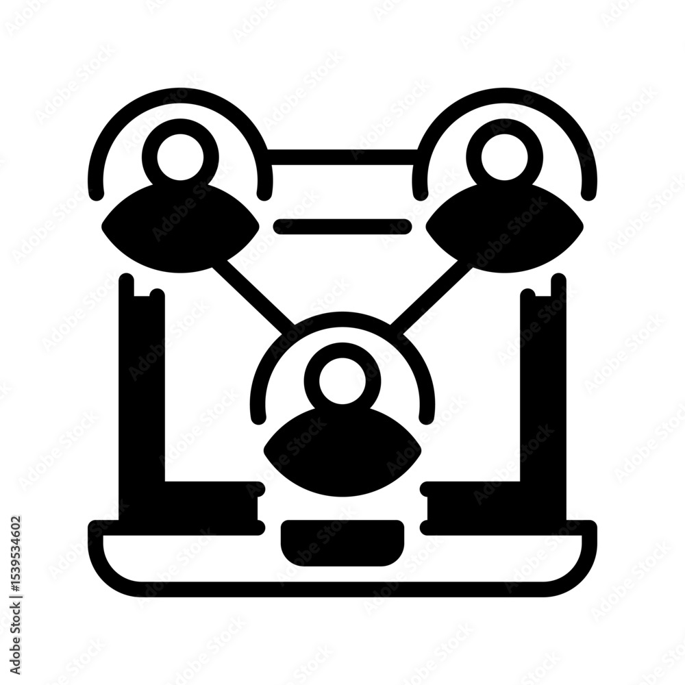 Poster remote teamwork line icon. linear style sign for mobile concept and web design. outline vector icon.