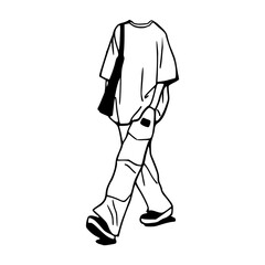 faceless person in loose streetwear set