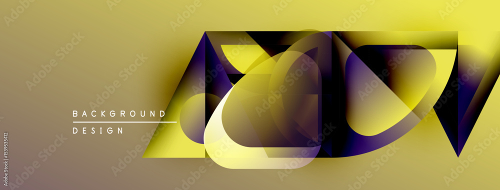 Poster Abstract yellow, purple layers create dynamic visual effect. Modern design elements suggest innovation, technology. Smooth gradients offer depth.