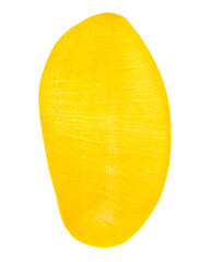 A half of ripe yellow mango fruit isolated on white background with clipping path