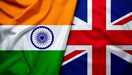 イギリスとインドの国旗。(UK flag and India flag.)
