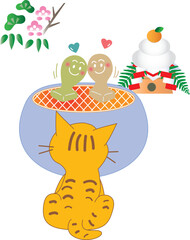 もちの恋人を見る猫
