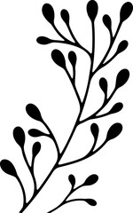 Stylized botanical branch with abstract leaves. Decorative natural element for fabric print design, invitation card, and interior design.