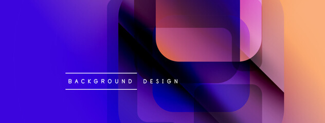 Fototapeta premium Abstract geometric shapes, vibrant colors blend. Modern design, smooth gradients create dynamic visual effect. Background features overlapping layers.