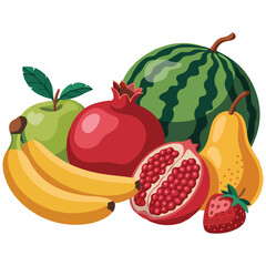 heap of natural fruits isolated vector illustration on white background