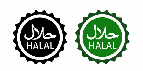 Set of halal logo isolated on white. vector Halal sign certificate tag