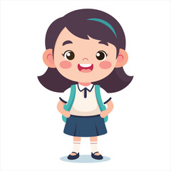 Cute Schoolgirl Smiling with Backpack
