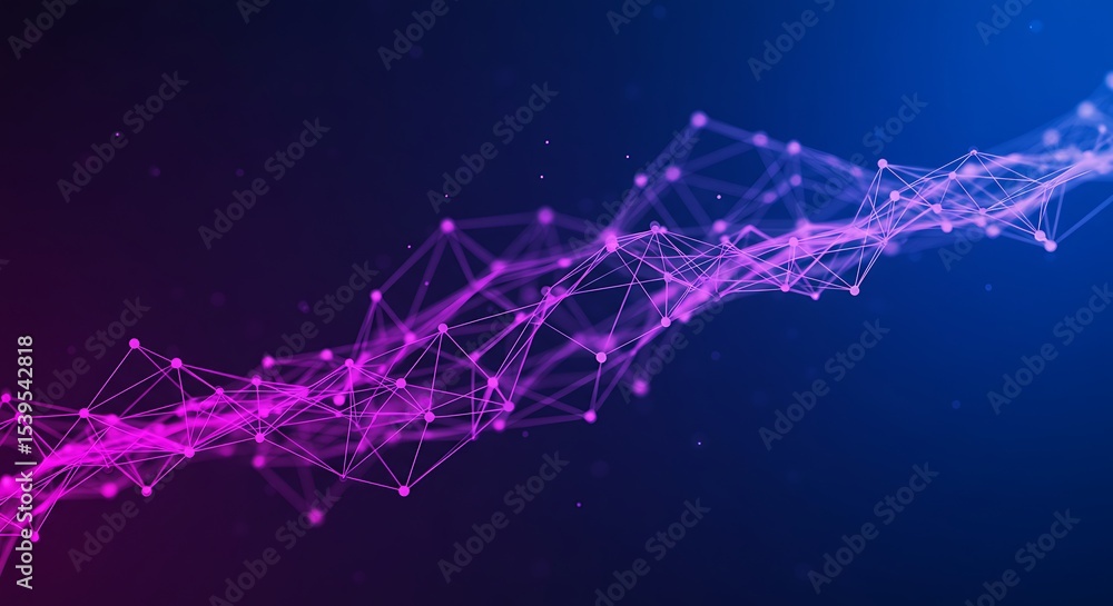 Aufkleber abstract digital network connection futuristic purple and blue data stream