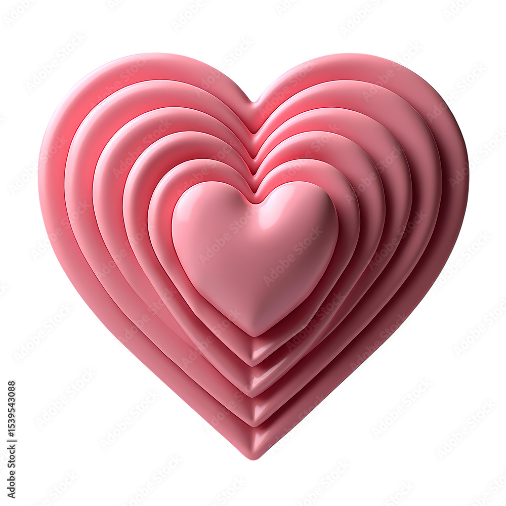 Poster pink layered heart shape on a black background view isolated on transparent background