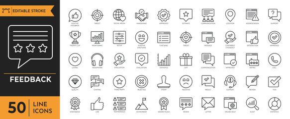 Feedback outline icon set.