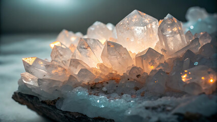 Luminous Salt Crystal Cluster Macro Photography

