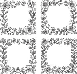 Vintage floral frame set with ornate borders and decorative antique design
