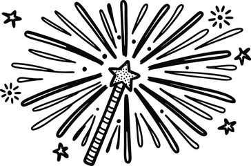 Obraz premium Fireworks Clipart Collection for Celebrations. Colorful Fireworks Clipart on White Background. Hand Drawn Fireworks Clipart for Festivals. Fireworks Clipart for Party and Event Design