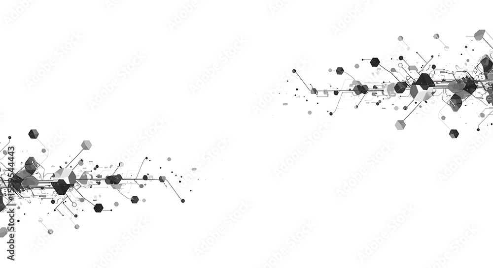 Poster abstract grayscale background network connection, digital technology, communication concept, dots an