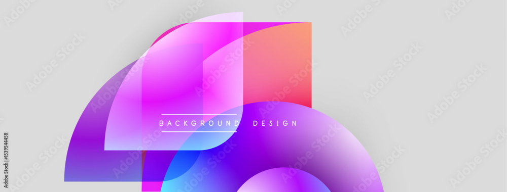 Poster Abstract shapes overlap, creating vibrant color gradients. Background features text background design centered within composition. Modern, minimalist aesthetic.